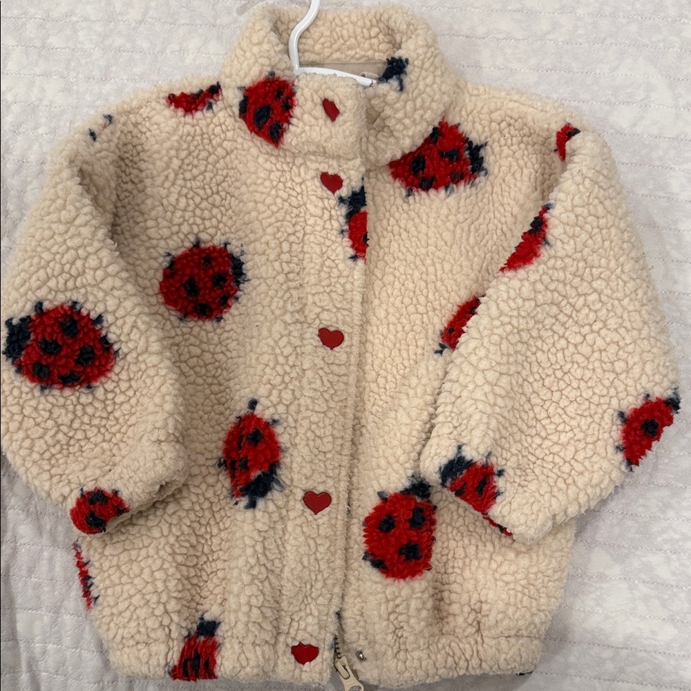Konges Slojd Sherpa Jacket with Red Ladybug Print